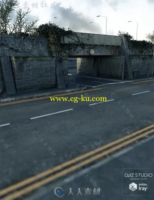 废弃的现代铁路桥梁和道路3D模型合辑的图片1
