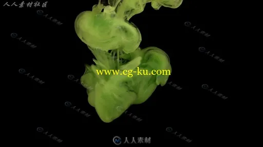 中国风深绿色水墨染料扩散弥漫效果高清视频素材的图片1