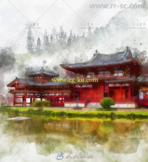 美丽淡雅的中国风水彩绘画艺术特效PS动作的图片2