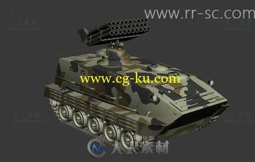 军队坦克火箭车3D模型的图片1