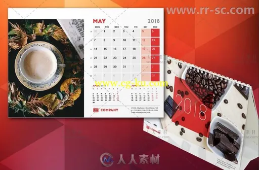 2018年创意时尚台历indesign排版模板的图片1