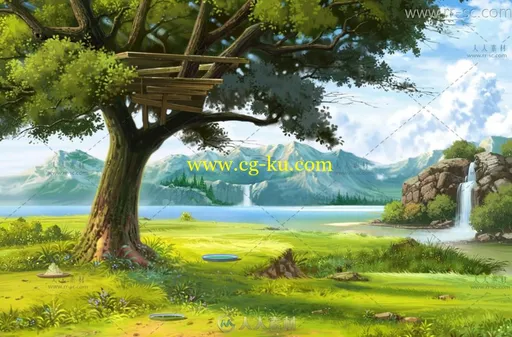 日系唯美插画场景 PSD资源的图片1