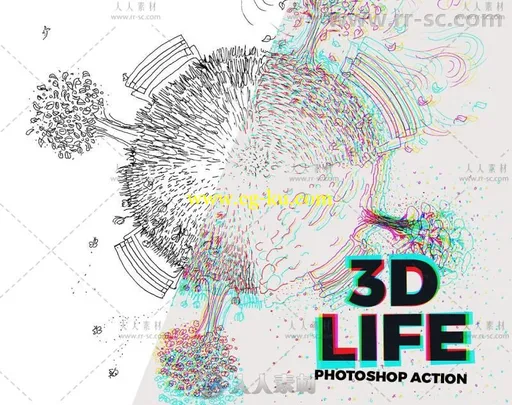 炫酷3D模糊阴影艺术特效PS动作的图片3