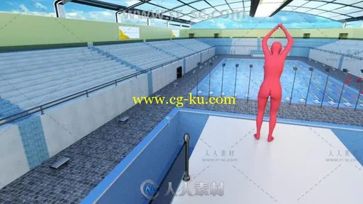 现代体育比赛游泳池和人物姿势3D模型合辑的图片3