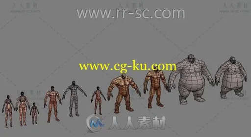 各种标准体型的裸模人物角色3D模型的图片1