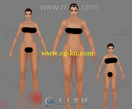 各种标准体型的裸模人物角色3D模型的图片2