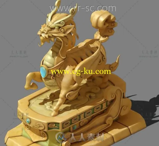 Q版麒麟雕像3D模型的图片1