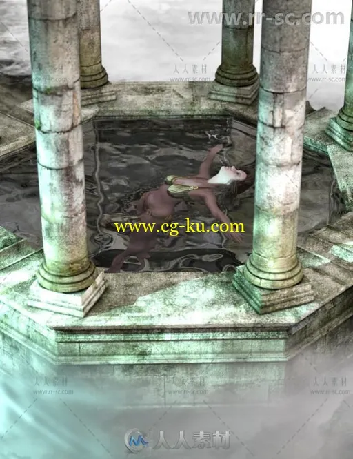 庭院水疗池与水族馆喷泉场景环境3D模型合辑的图片1