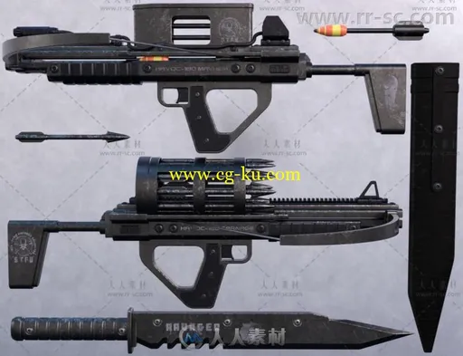 大屠杀突击弩武器道具和人物拿枪姿势3D模型合辑的图片2