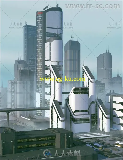 未来科幻感城市街道场景环境3D模型合辑的图片1