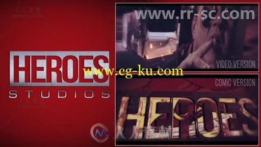 炫酷史诗漫威风格3D英雄标志展示Logo演绎AE模板 Videohive Heroes Logo 19434036的图片1