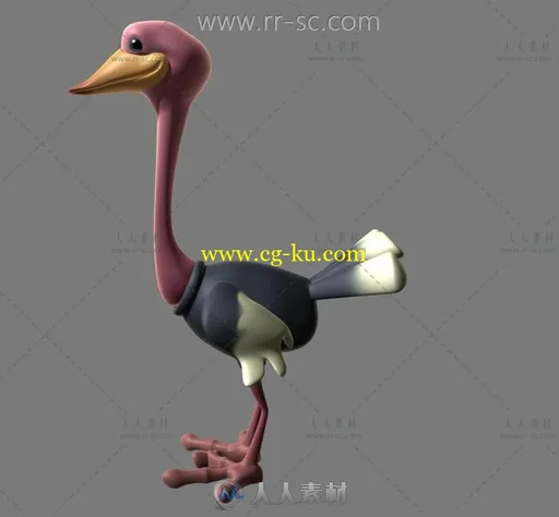 Q版鸵鸟3D模型的图片3