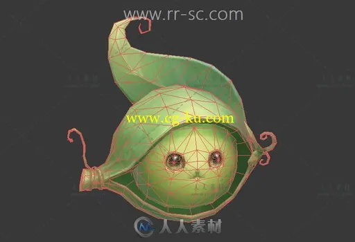 魔幻游戏中可爱的豌豆怪物3D模型的图片2