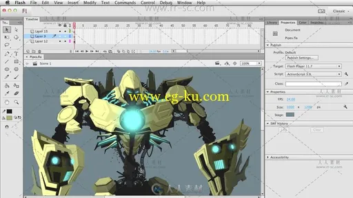 Adobe Flash巨型机器人插画视频教程的图片3