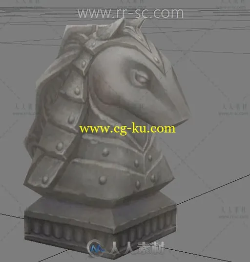 超逼真马头雕塑3D模型的图片1