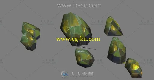 几个漂亮的五彩石头3D模型的图片1