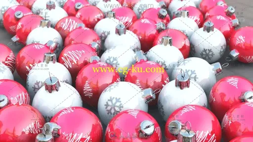 地面上摆满红白两色的圣诞树装饰彩灯视频素材的图片1