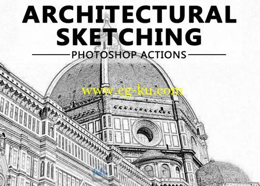 建筑铅笔素描艺术特效PS动作的图片1