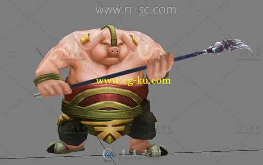 猪八戒卡通3D模型的图片1