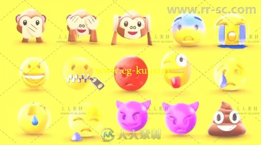 创意可爱的三维表情符号动画展示AE模板 Videohive EMOJI 3D animated 19452371的图片2