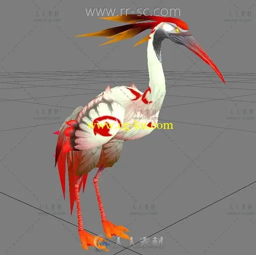 火红的仙鹤3D模型的图片1