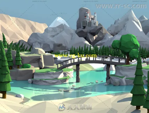 美丽的低多边形风景环境3D模型Unity游戏素材资源的图片1