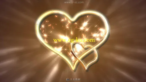 黄金桃心中的唯美粒子光效舞动视频素材的图片1