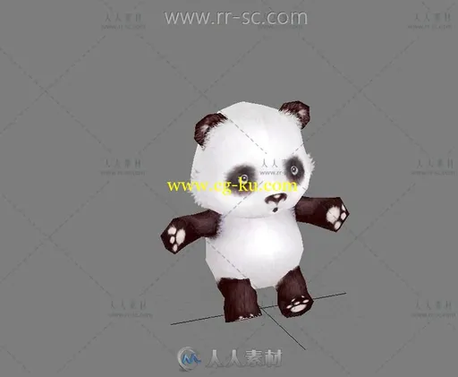 超可爱的小熊猫毛绒玩具3D模型的图片1