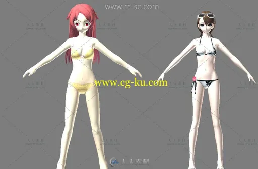 2个性感泳装美女3D模型的图片1