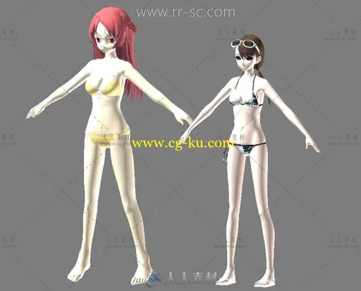 2个性感泳装美女3D模型的图片2