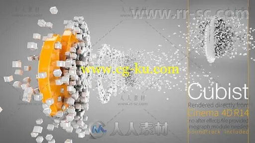 炫酷碎片合成散开标志展示Logo演绎AE模板Videohive Cubist C4D Logo Animation 85的图片1