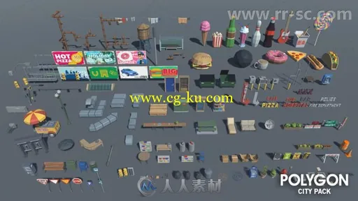 低多边形风格的城市环境3D模型Unity游戏素材资源的图片11