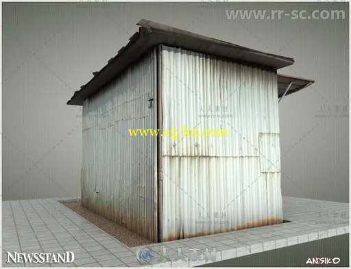 破旧的街道报刊杂志售卖处场景环境3D模型合辑的图片4