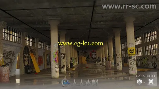 废弃的现代仓库场景环境3D模型合辑的图片1