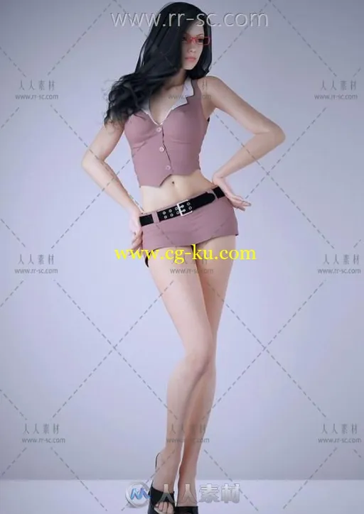 影视级性感办公女郎3D模型的图片1