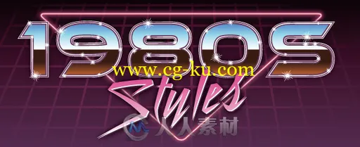 20世纪80年代的图形风格文字特效PSD字模的图片1