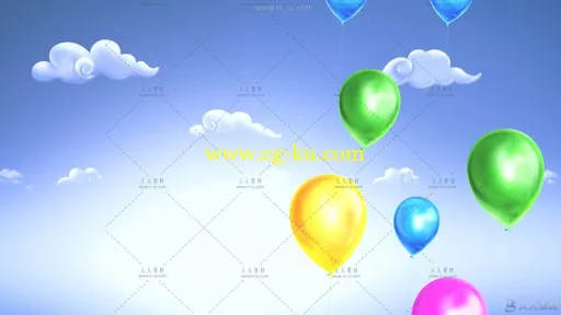气球升上蓝天背景视频素材的图片1