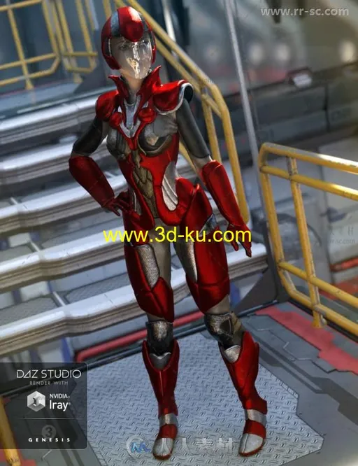 完整强大的女性科幻铠甲纹理3D模型合辑的图片2