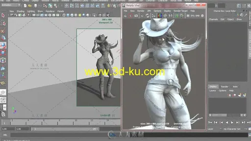 Maya渲染性感西部牛仔女孩角色视频教程的图片3