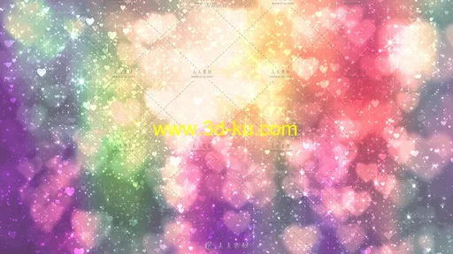 6组不同颜色的心形梦幻光斑背景视频素材的图片3