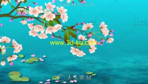 3D梦幻桃花蝴蝶背景视频素材的图片1