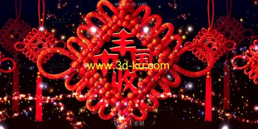 喜庆金丝线条变换丰收中国结视频素材的图片1