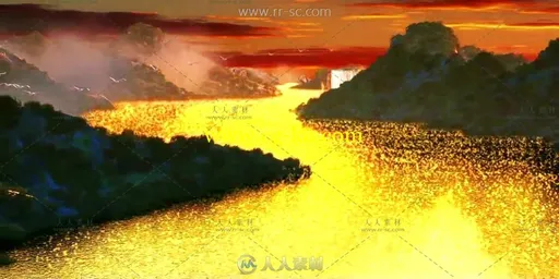 中国山水风景画背景视频素材的图片1