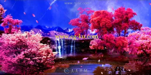 中国山水风景画背景视频素材的图片2