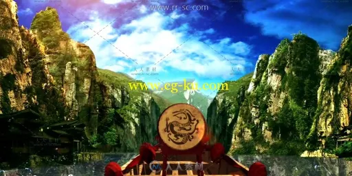 中国山水风景画背景视频素材的图片3