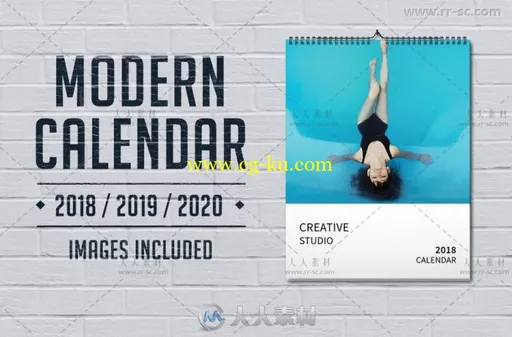 2018年独特时尚性感美女日历indesign排版模板的图片1