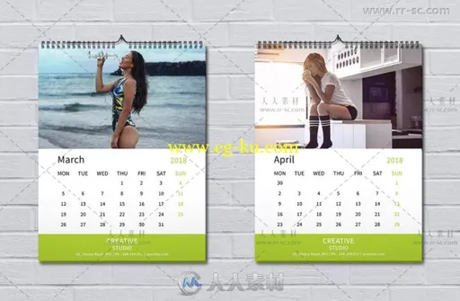 2018年独特时尚性感美女日历indesign排版模板的图片3