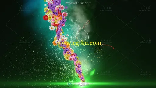 龙卷风卷起鲜花浪漫背景视频素材的图片2