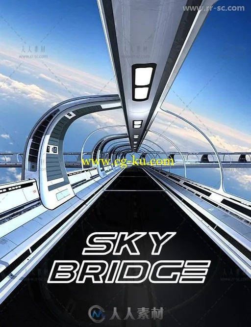 未来派高空隧道走廊场景环境3D模型合辑的图片1