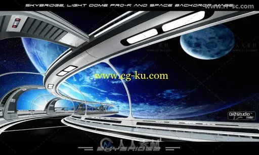 未来派高空隧道走廊场景环境3D模型合辑的图片2